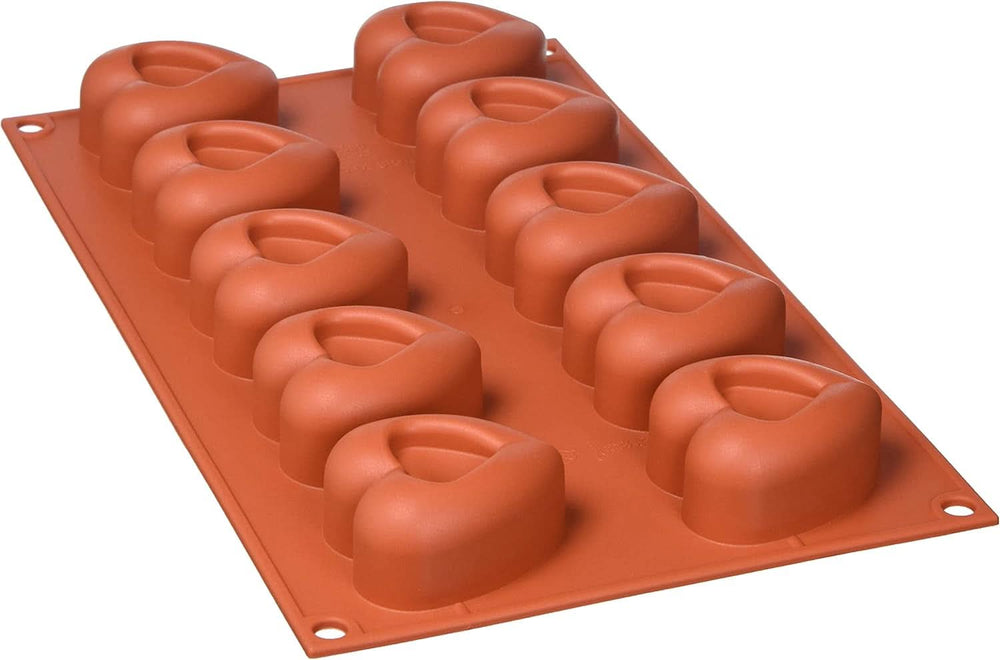 Silikomart 20.036.00.0060 SF 036, Inima Bucatarie Naty Shop M (48 x 54 mm, adancime 27 mm. Volum: 10 x 45 ml) 10 x Inimi cu crestătură