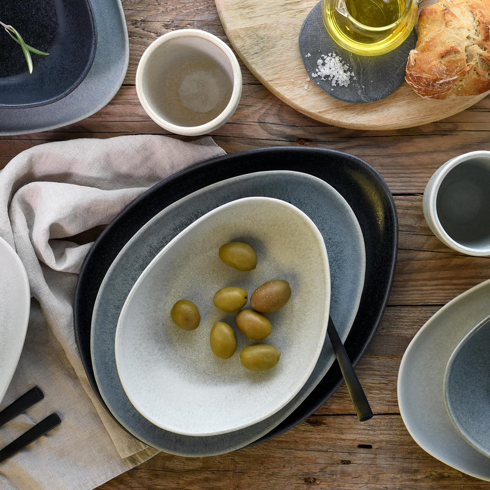 CreaTable, 22139, seria PIETRA, set de veselă din 4 piese pentru 4 persoane, set de farfurii din gresie, potrivit pentru mașina de spălat vase și cuptorul cu microunde, fabricat în Europa