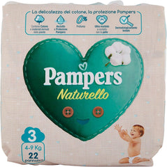 Pampers Naturello Midi, 22 scutece, mărimea 3 (4-9 kg)