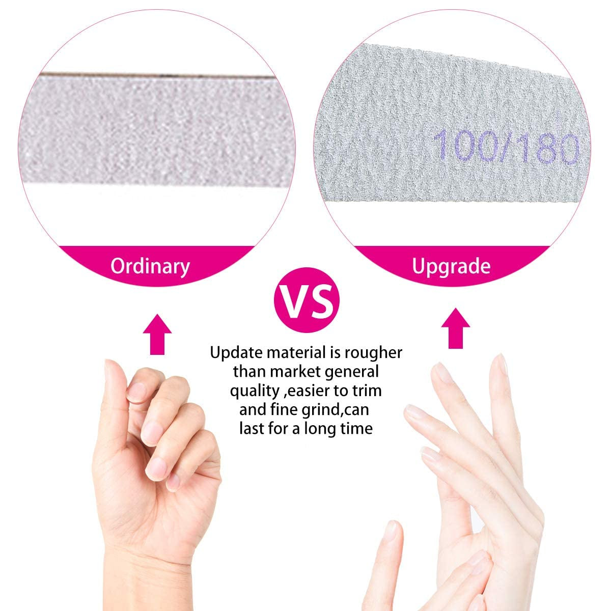 URAQT Professionelle Nagelfeile, 16 Stück, Feile 100/180, Waschbar, Für Nägel, Doppelseitig – Friseursalon, Haustiere (Weiß)