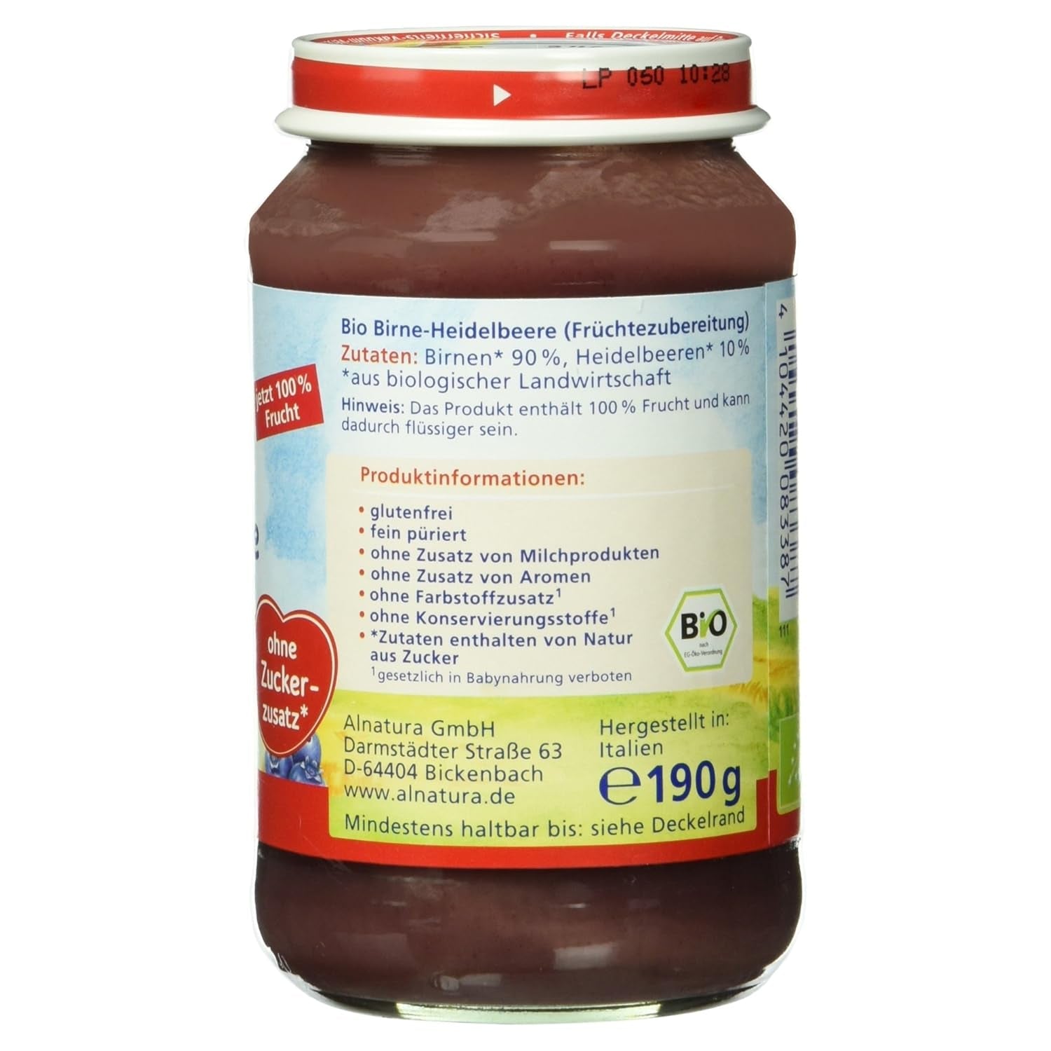 Pară organică cu afine, după 4 luni, 190g