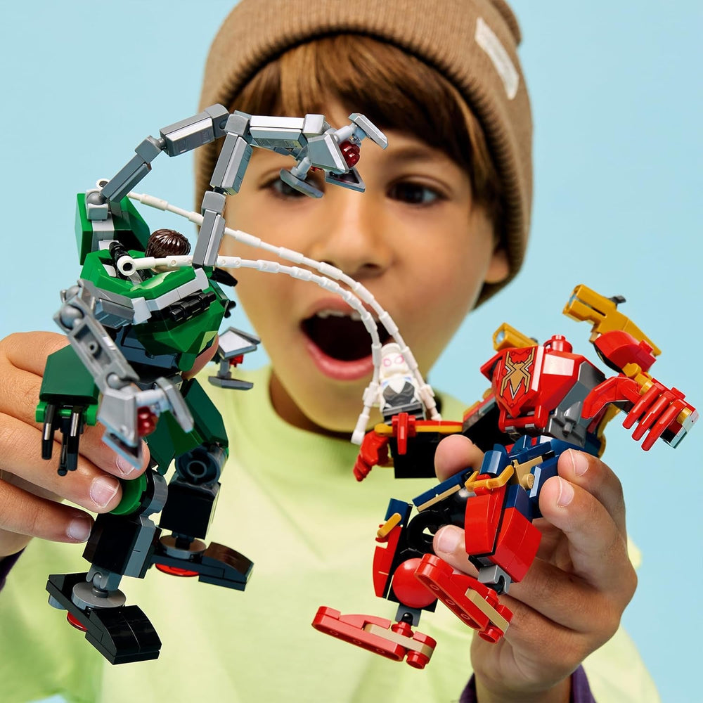 LEGO | Mech-Duell: Spider-Man vs. Doc Ock - Superhelden Spielzeug mit 2 Actionfiguren, 3 Minifiguren, Shootern - Konstruktionsspielzeug für Kinder - Geschenk für Jungen ab 6 Jahren und Mädchen - 76338