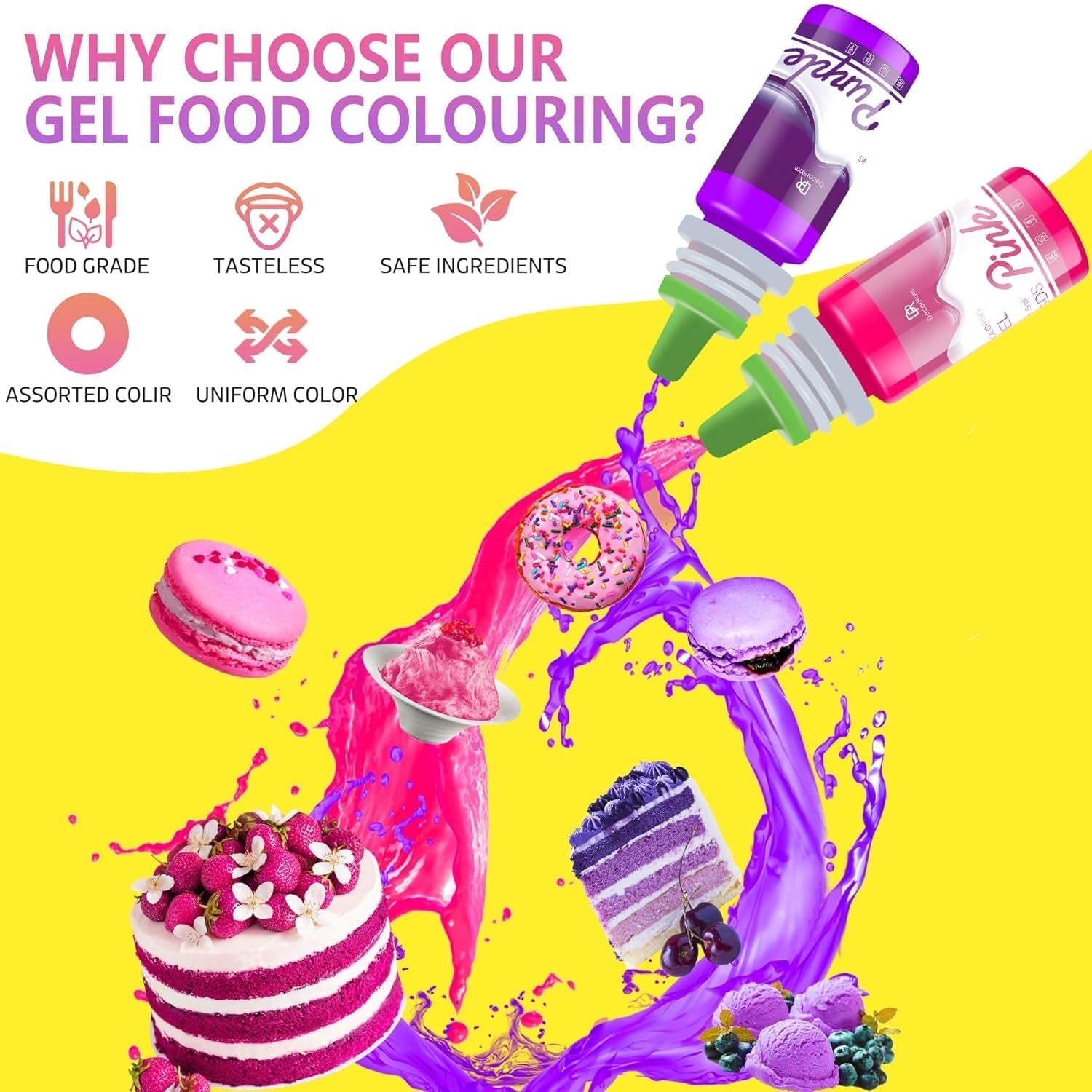 Colorant alimentar gel - 120 g coloranți alimentari concentrați pentru decorarea torturilor, copt, fursecuri, macaroane - Colorant alimentar fără zahăr pentru băuturi, decorarea torturilor, slime DIY, ou de Paște (alb)