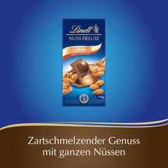 Lindt Chocolate | NUT DELUXE Baton de ciocolată cu lapte și migdale | 110g | Ciocolată cu lapte cu migdale prăjite într-o cremă fină de migdale | Baton de ciocolată
