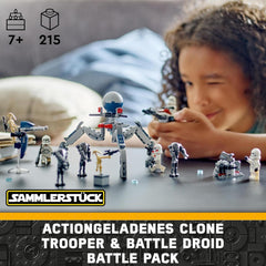 LEGO Star Wars 75372 Clone Trooper & Battle Droid Battle Pack, Incl. 4 minifigurine, 5 droizi și motocicletă speeder cu shooter - Jucărie de construcție pentru băieți și fete cu vârsta de peste 7 ani Seturi de constructie Besuche den LEGO-Store