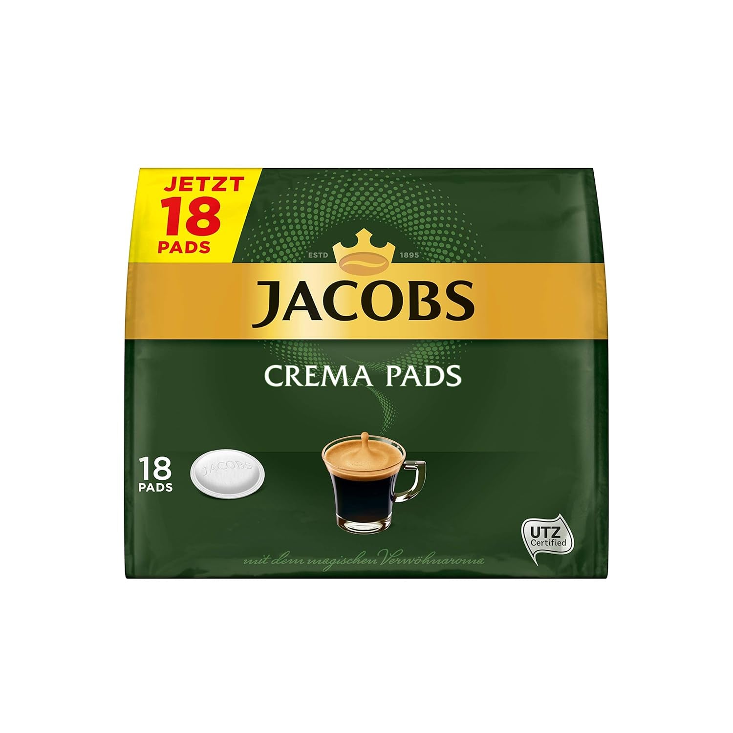 Pads Crema Kräftig, 90 Senseo kompatible Kaffeepads UTZ-zertifiziert, 5er Pack, 5 x 18 Getränke & Pads Crema, 90 Senseo kompatible Kaffeepads UTZ-zertifiziert, 5er Pack, 5 x 18 Getränke