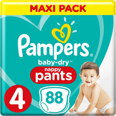 Pampers (Versiunea Veche), Chiloți, Mărimea 4, 9kg-15kg, Pachet de trei (1 x 88 scutece)