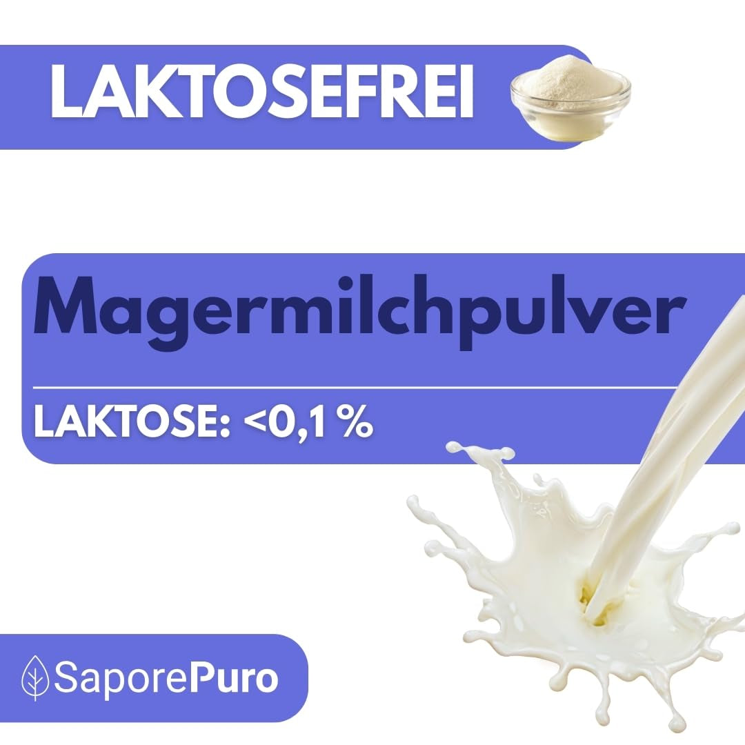 Laktosefreies Magermilchpulver 1 kg | Hohe Löslichkeit | Ideal für Backwaren, Brot und Speiseeis | Professionelle und industrielle Verwendung | Laktosefrei | Glutenfrei