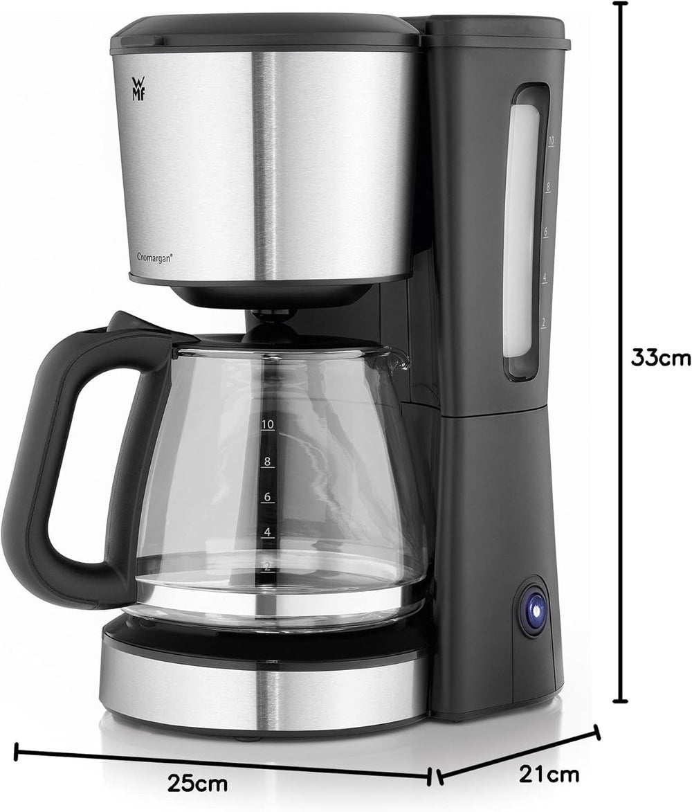 Espressor WMF Bueno cu carafă de sticlă, cafea filtrată, 10 cești, buton pornire/oprire, sistem anti-picurare, filtru oscilant, oprire automată, placă de încălzire, 1000W