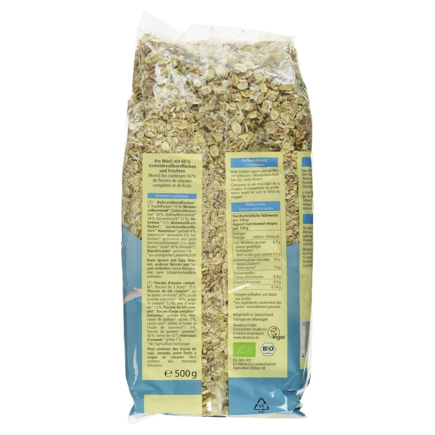 Musli Bircher organic, vegan (1 x 500 g)