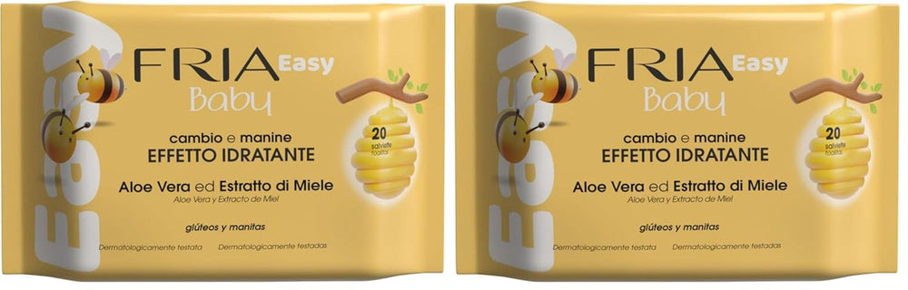 Șervețele umede Easy Baby, cu aloe vera și extract de miere cu efect hidratant pentru piele, testate dermatologic, pachet de 20 de șervețele