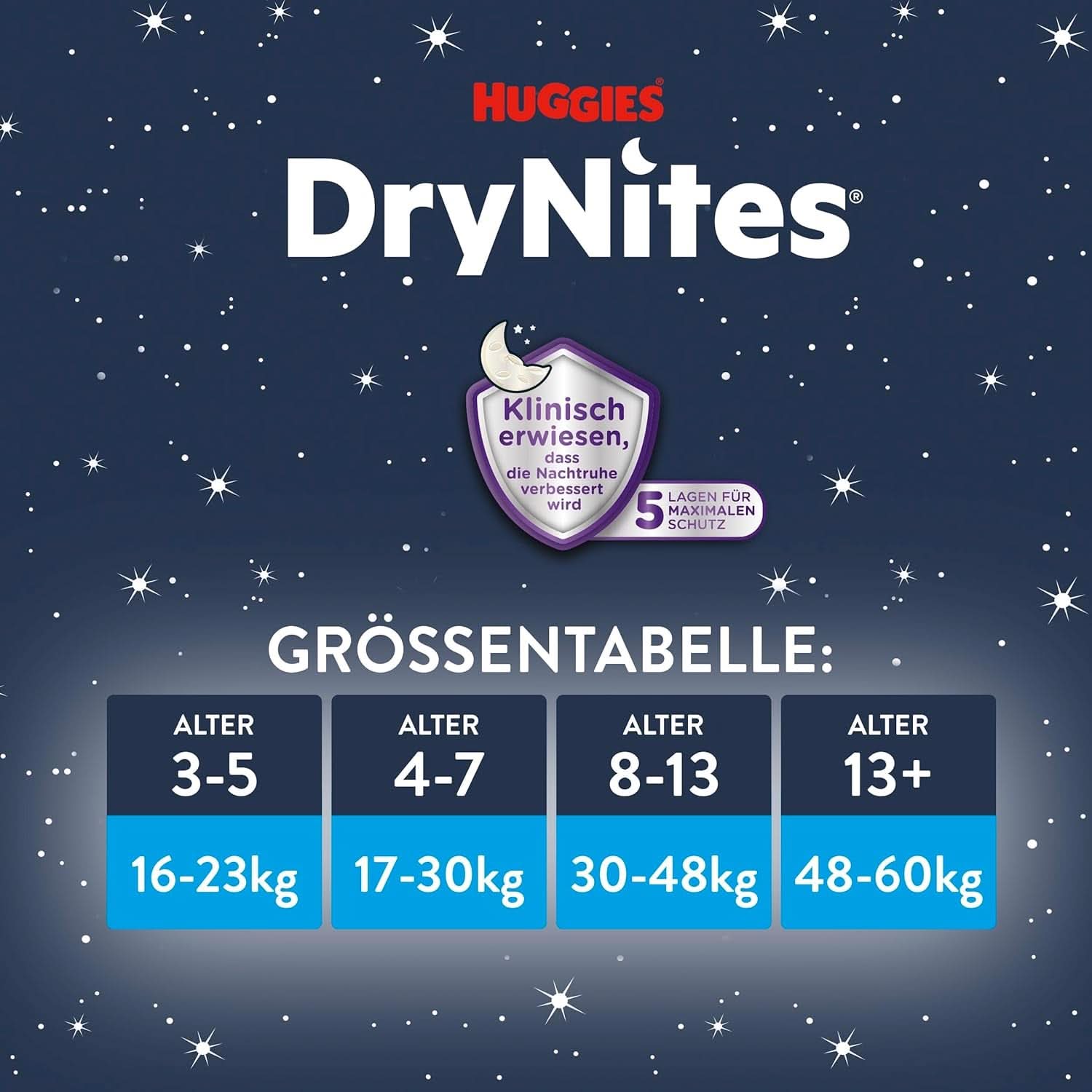 Huggies Drynites Scutece de noapte foarte absorbante, pentru băieți 8-13 ani (30-48 kg), 9 buc Mama si Copilul Naty Shop