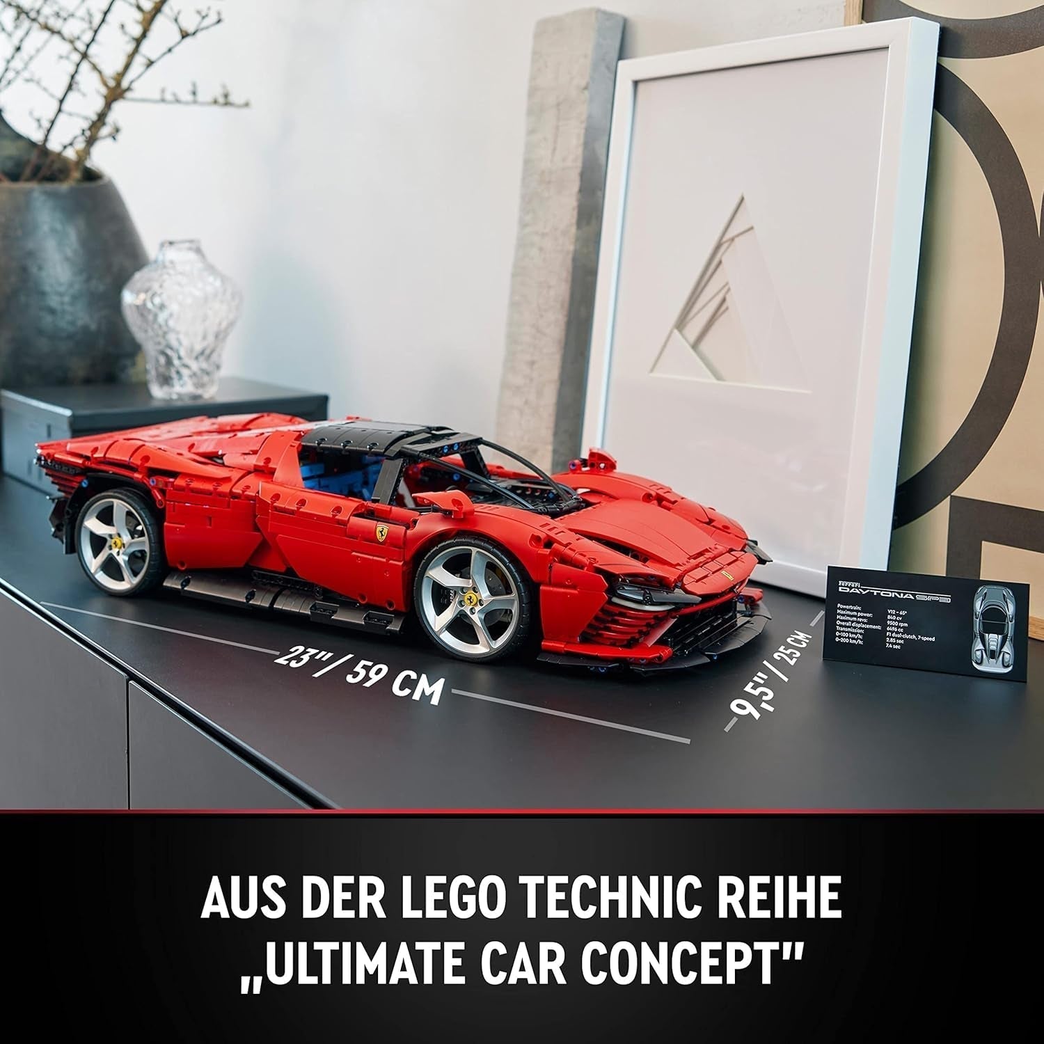 Kit machetă LEGO Technic Ferrari Daytona SP3 la scara 1:8, Mașină super sport roșie, Obiect de colecție machetă de mașină extinsă, Ultimate Car Concept 42143 Seturi de constructie Besuche den LEGO-Store