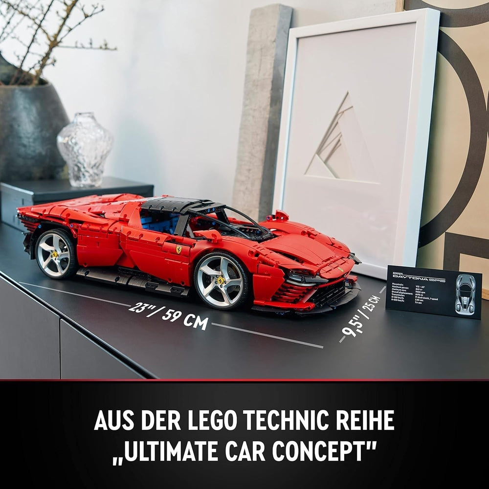 Kit machetă LEGO Technic Ferrari Daytona SP3 la scara 1:8, Mașină super sport roșie, Obiect de colecție machetă de mașină extinsă, Ultimate Car Concept 42143 Seturi de constructie Besuche den LEGO-Store