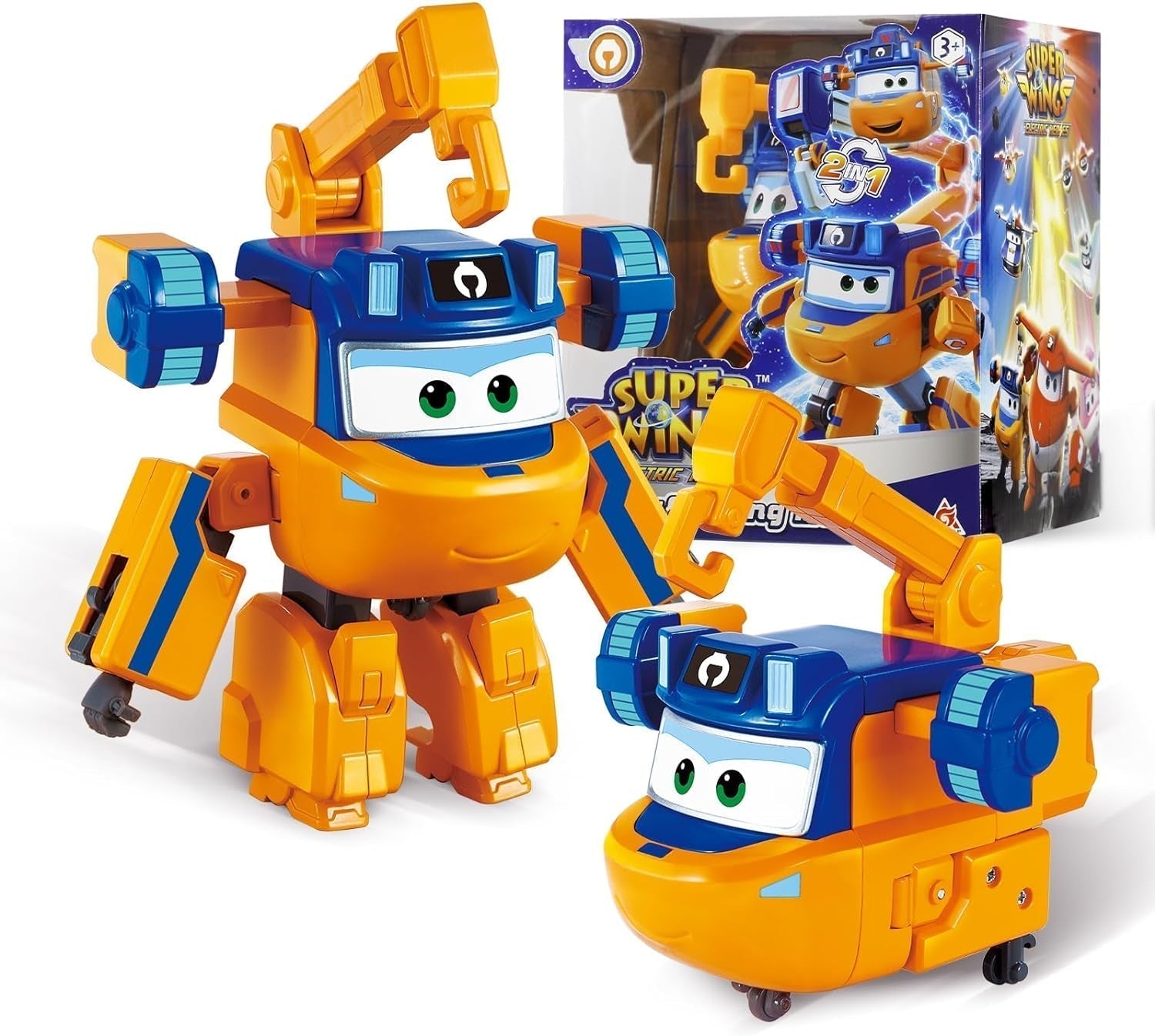 Super Wings Transformation Plane Supercharged Traver, Aprox. 12.7 Cm Figură mare de joacă pentru copii, avion de jucărie și figură de robot pentru băieți și fete de peste 3 ani, argintiu Action figures Naty Shop Marty