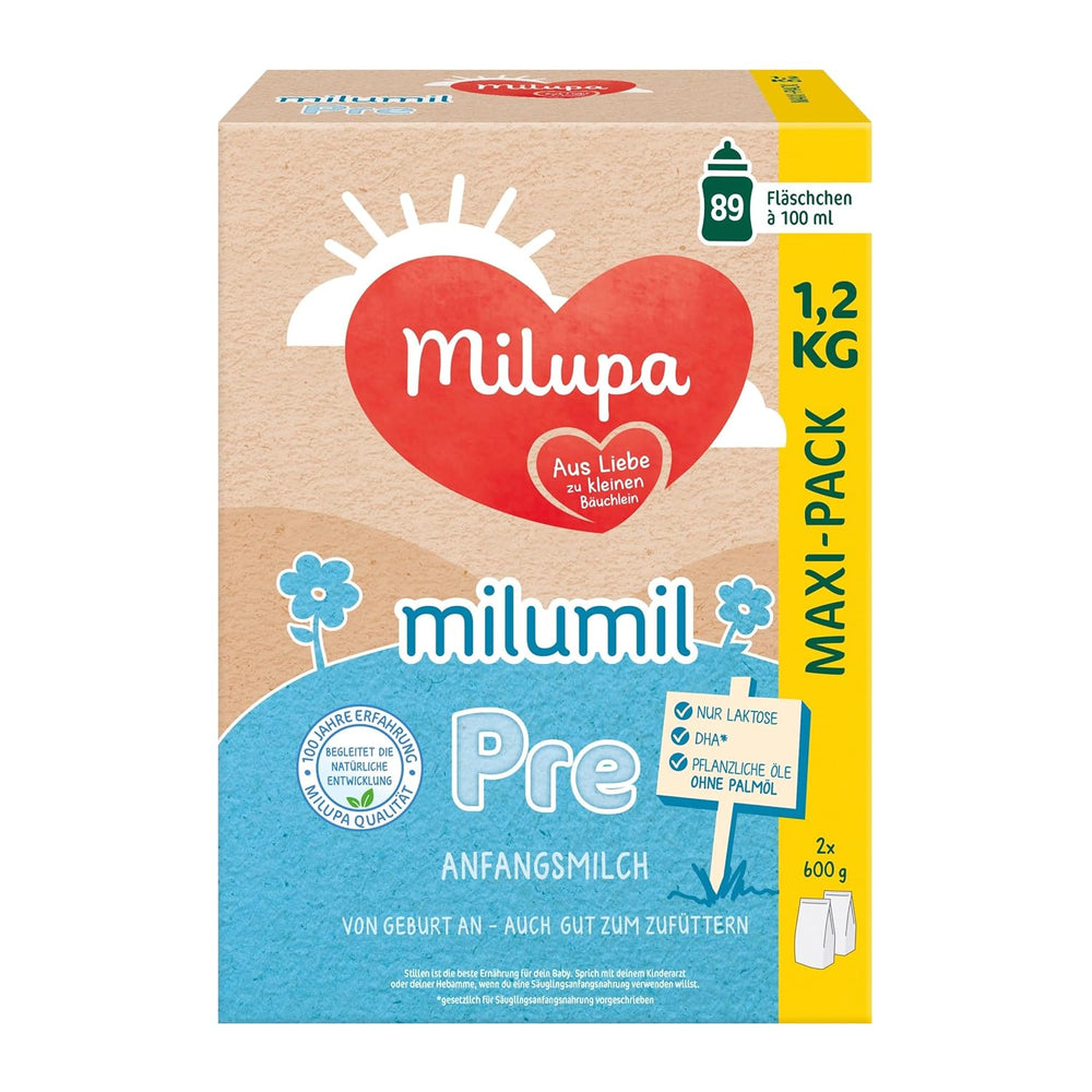 Milupa Milumil Pre, Lapte praf pentru bebeluși - Cu nutrienți importanți și fără ulei de palmier - 800 g Naty Shop 1.2 Kg Milumil Pre