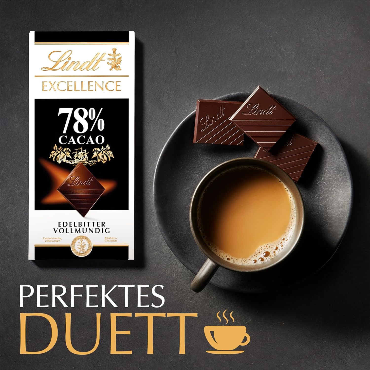 Lindt Excellence 78 La Suta Cacao Baton - Intensitate Cacao Persistenta Baton Vegan 100g Cadou Ideal