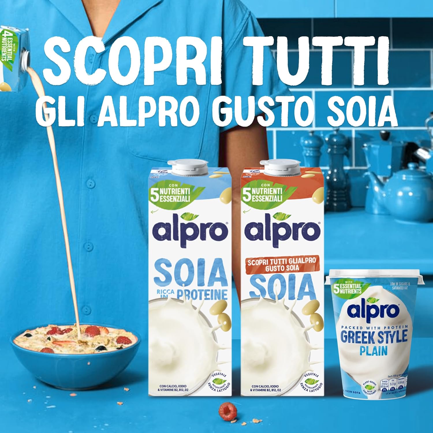 Alpro Soya Drink Natural 12x1L - Lactoză Zero, Fără Gluten