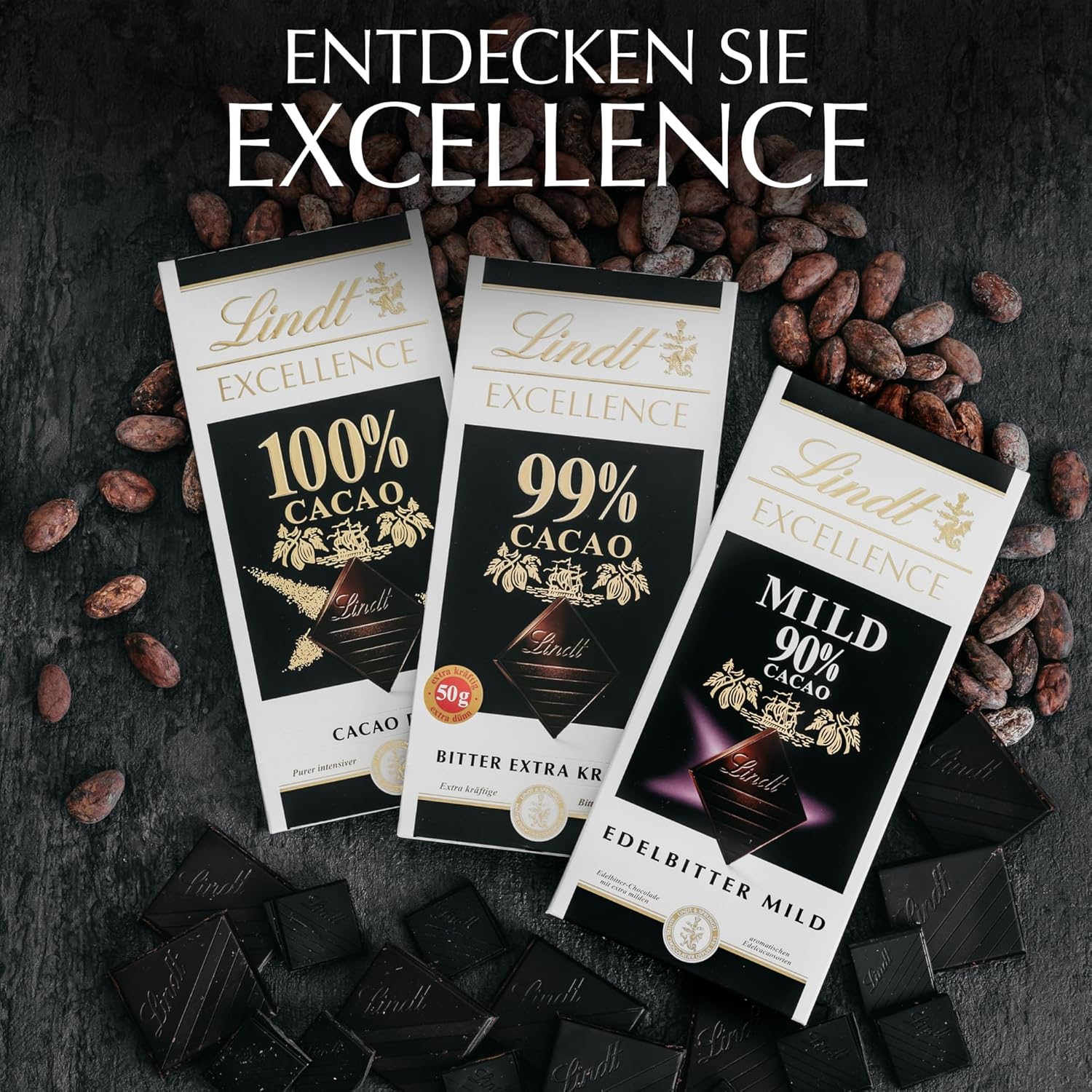Lindt EXCELLENCE 99% Baton Ciocolată Neagră - Aromă Intensă De Cacao 50g Vegan Premium