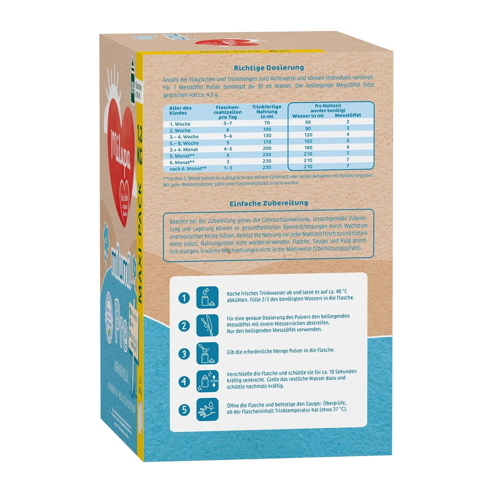 Milupa Milumil Pre, Lapte praf pentru bebeluși - Cu nutrienți importanți și fără ulei de palmier - 800 g Naty Shop