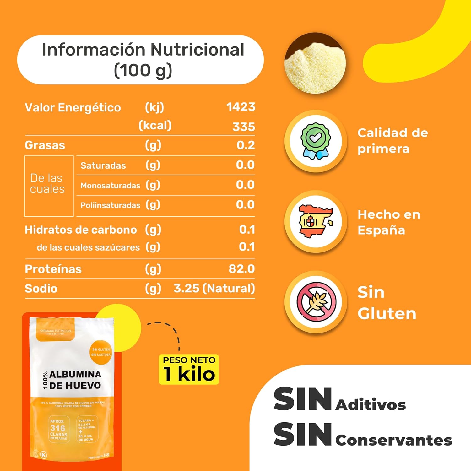 Sermand Nutrition Albumina De Ou 100% Pulbere Fără Gluten Fără Lactoză