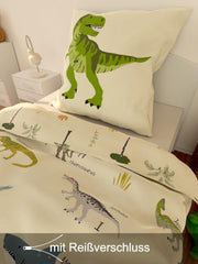 Skybrands Dino Bettwäsche 135X200 Jungen Bettwäsche Dinosaurier Baumwolle 2Tlg Kinder Bettwäsche Dinosaurier 135X200 + Beutel Naty Shop