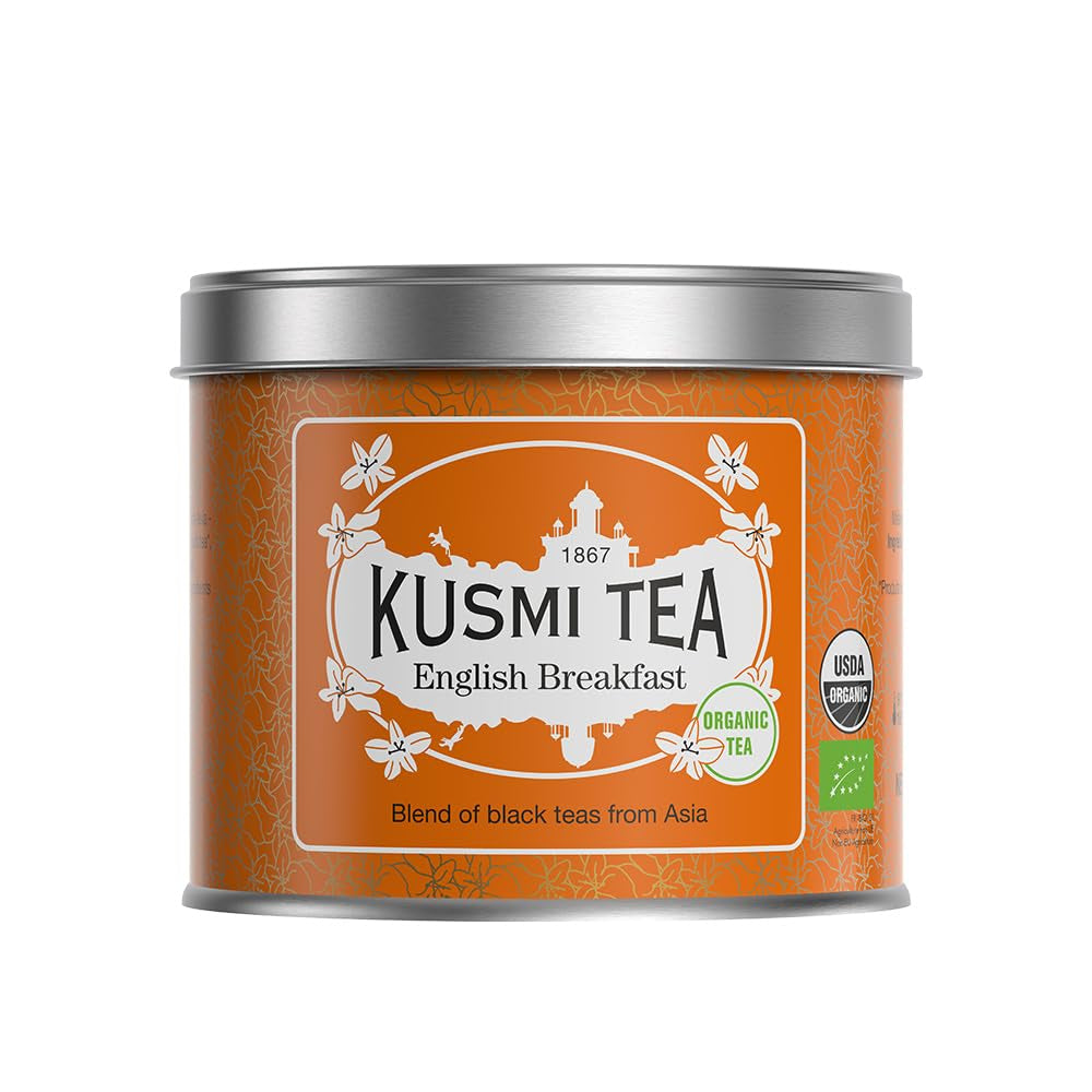 Kusmi Tea - Earl Grey Intense - Ceai negru Earl Grey organic cu bergamotă puternică și lămâie picantă - Ceai vrac - Cutie metalică de 100 g - Cantitate pentru aproximativ 50 de cești