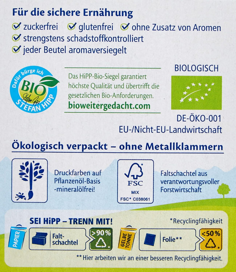 Hipp Organic Tea Drinks Ceai organic de musetel, pachet de 6 (6 x 30 g) Naty Shop