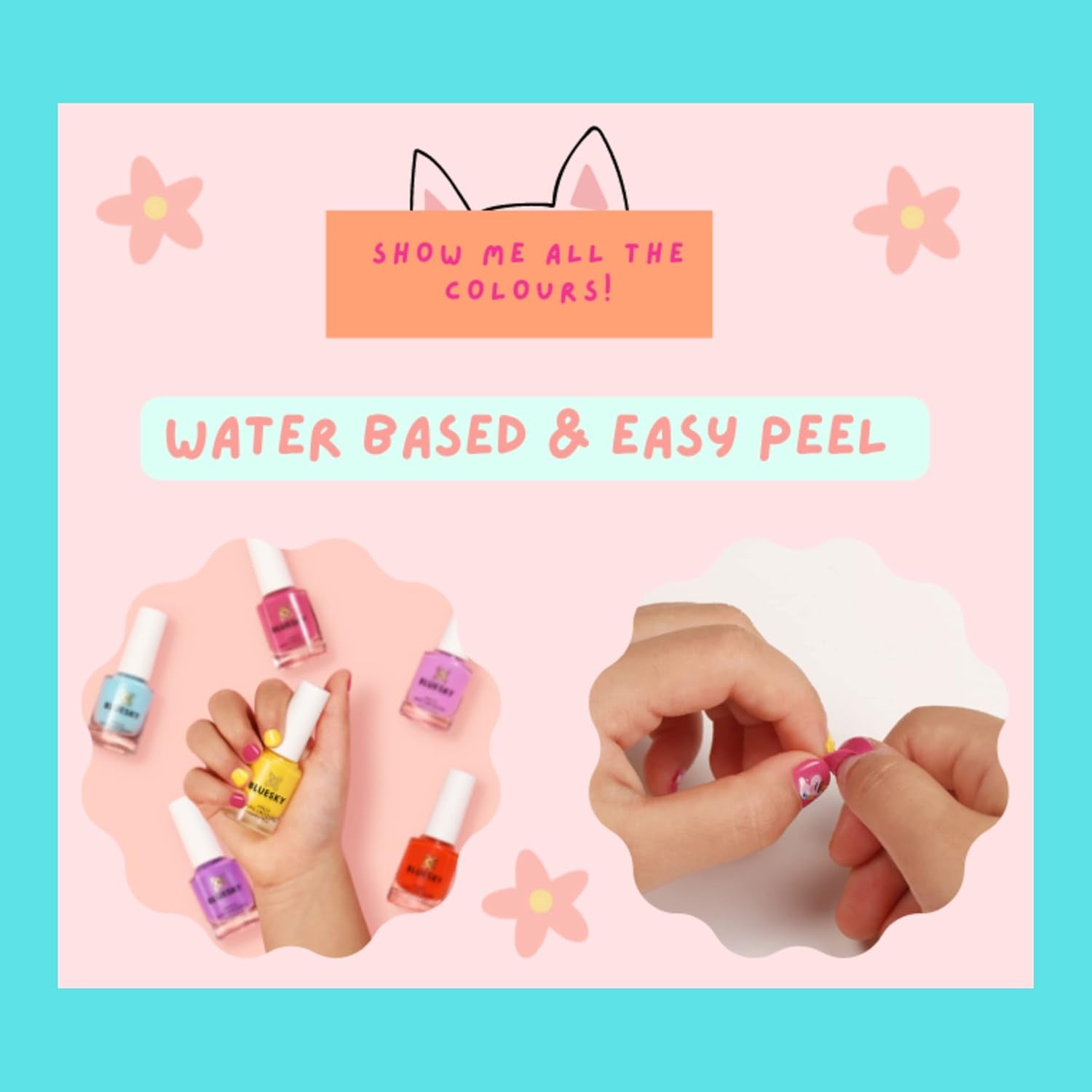 Oja pentru unghii BLUESKY Kids – Oja pentru unghii pentru copii, decojibilă, pe bază de apă, fără solvenți, ușor de îndepărtat, 5 ml (Disco Time)