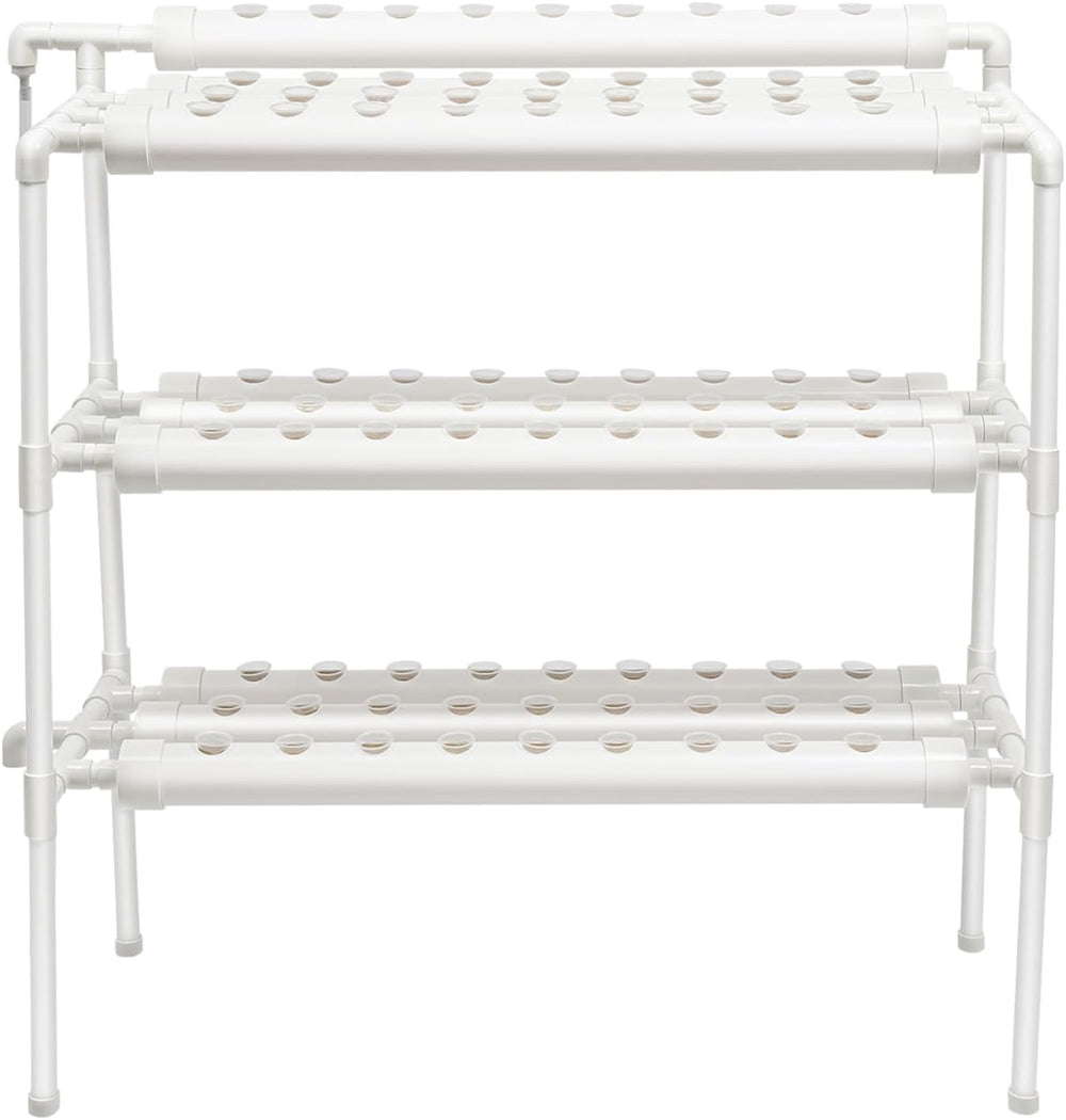 Kit de creștere hidroponică cu 3 straturi cu 90/108 poziții de plantare și pompă de apă, sisteme de creștere a plantelor fără sol din PVC, kituri de creștere hidroponică pentru cultivarea legumelor și fructelor (108 poziții de plantare)