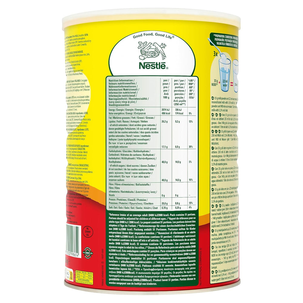 Instant Vollmilchpulver, Ersatz für frische Milch, für Tee und Kaffee, 1,8 kg Dose