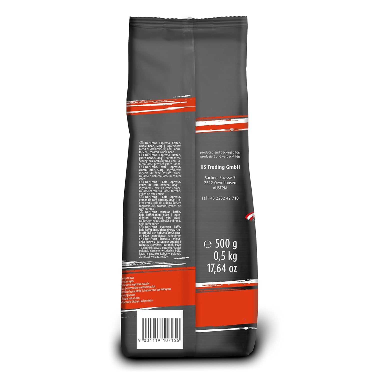 Der-Franz Espresso Kaffee, Intensität 5/5, Arabica und Robusta, ganze Bohne, 3 x 500 g