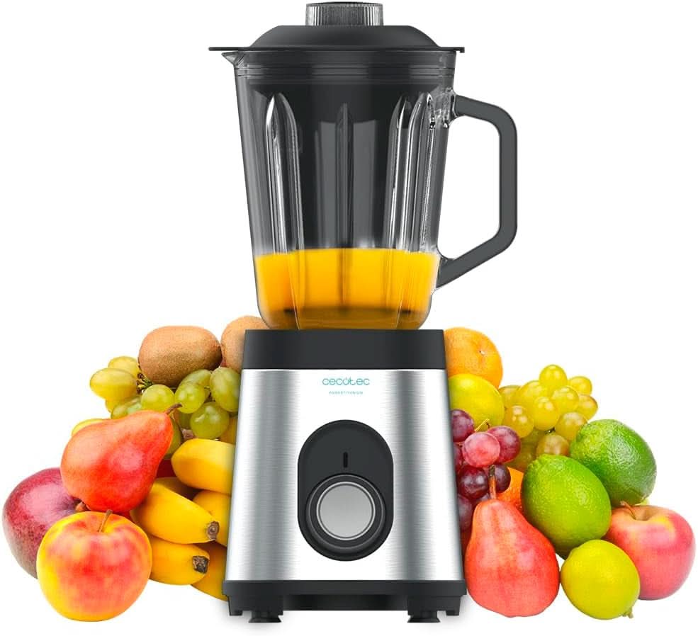 Cecotec Mixer Glas Power Schwarz Titan 1000 INOX. 1000 W, Edelstahlgehäuse, 6-Blatt-Blatt Mit Schwarzer Titanbeschichtung, 1,5-L-Glaskrug, 5 Geschwindigkeiten [Energieeffizienzklasse a +] Bucatarie Naty Shop