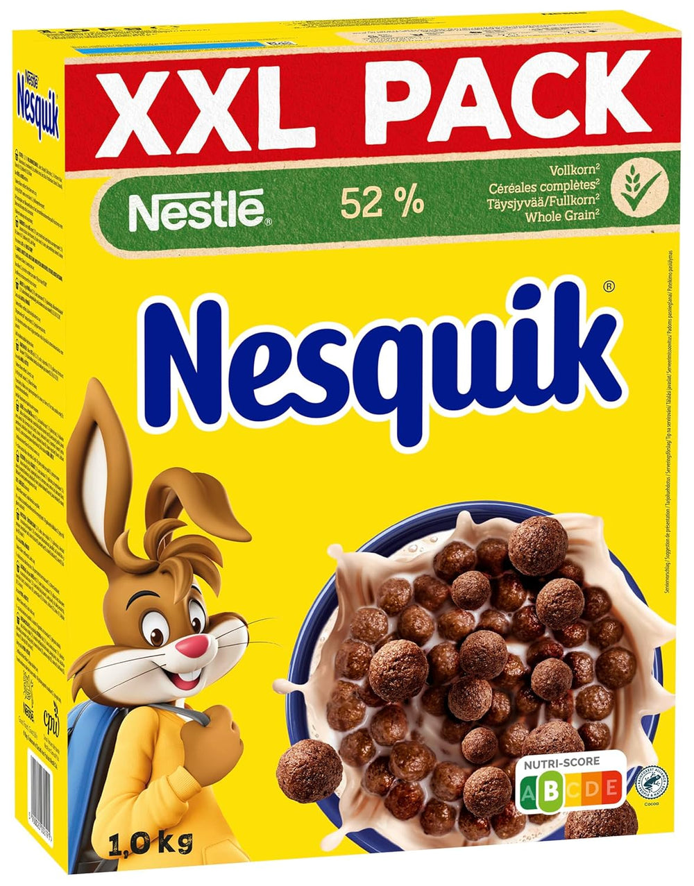Nestlé Nesquik Crunchy Breakfast, Cereale cu ciocolată și cereale integrale, 1 pachet (1 x 1 kg)