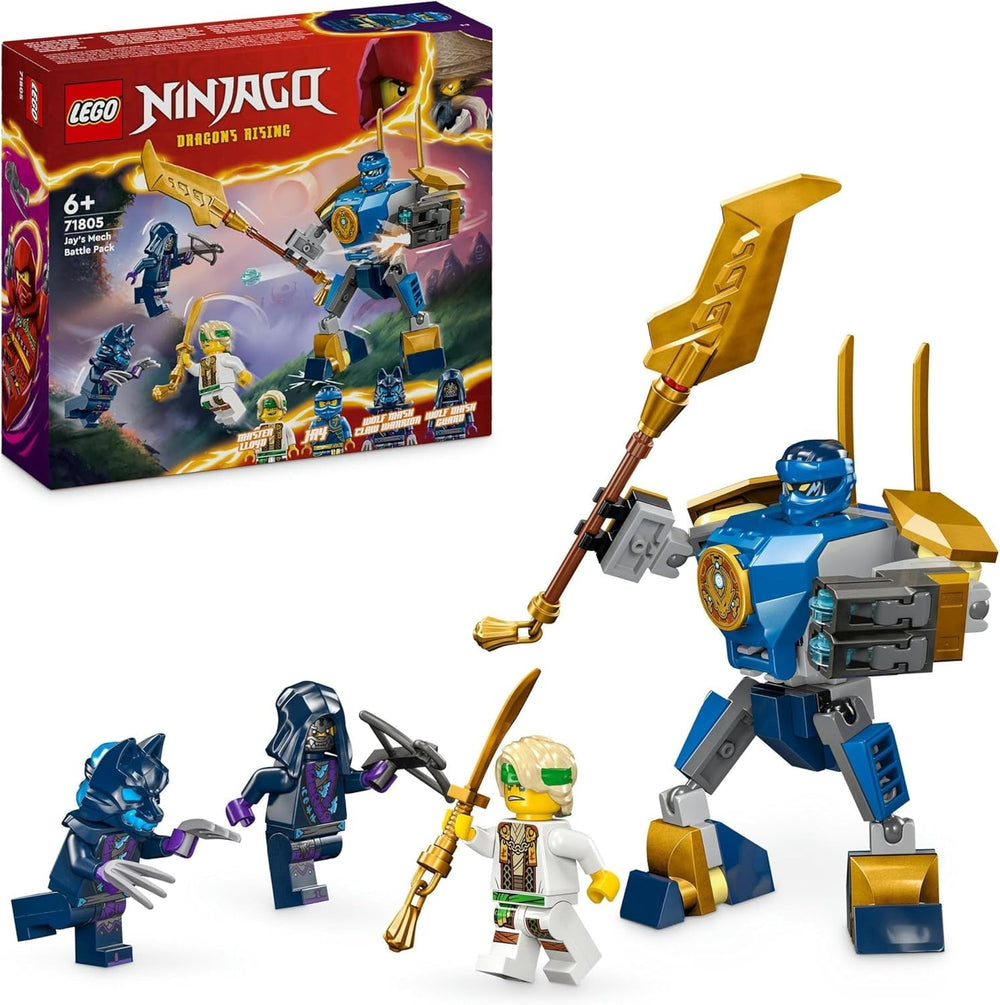 LEGO NINJAGO Jay Battle Mech, jucărie ninja pentru copii cu figurine, inclusiv minifigurina Jay cu mini katana, figurine de acțiune și mecs, cadou mic pentru băieți și fete creative de la 6 ani 71805 Seturi de constructie Besuche den LEGO-Store Singur