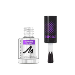 Manhattan Nail Top Coat Ultra Shine, top coat transparent cu finisaj lucios pentru o manichiură de lungă durată, 12 ml