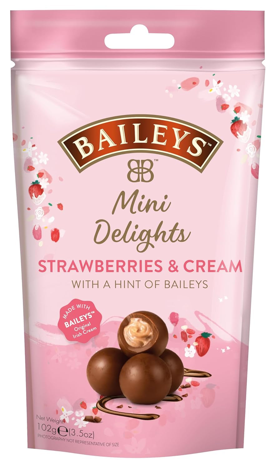 Baileys Chocolate Mini Delights Strawberries & Cream | 1 X 102 G | Zartschmelzende Mini-Pralinen | Pralinen Geschenk | Gefüllt Mit Baileys Likör Naty Shop 102 G (1Er Pack) Strawberries