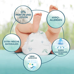 Scutece Pampers pentru bebeluși mărimea 2 (4-8 kg) Harmony, pachet economic cu cutie lunară dublă, protecție delicată a pielii și ingrediente pe bază de plante, 408 bucăți Mama si Copilul Naty Shop