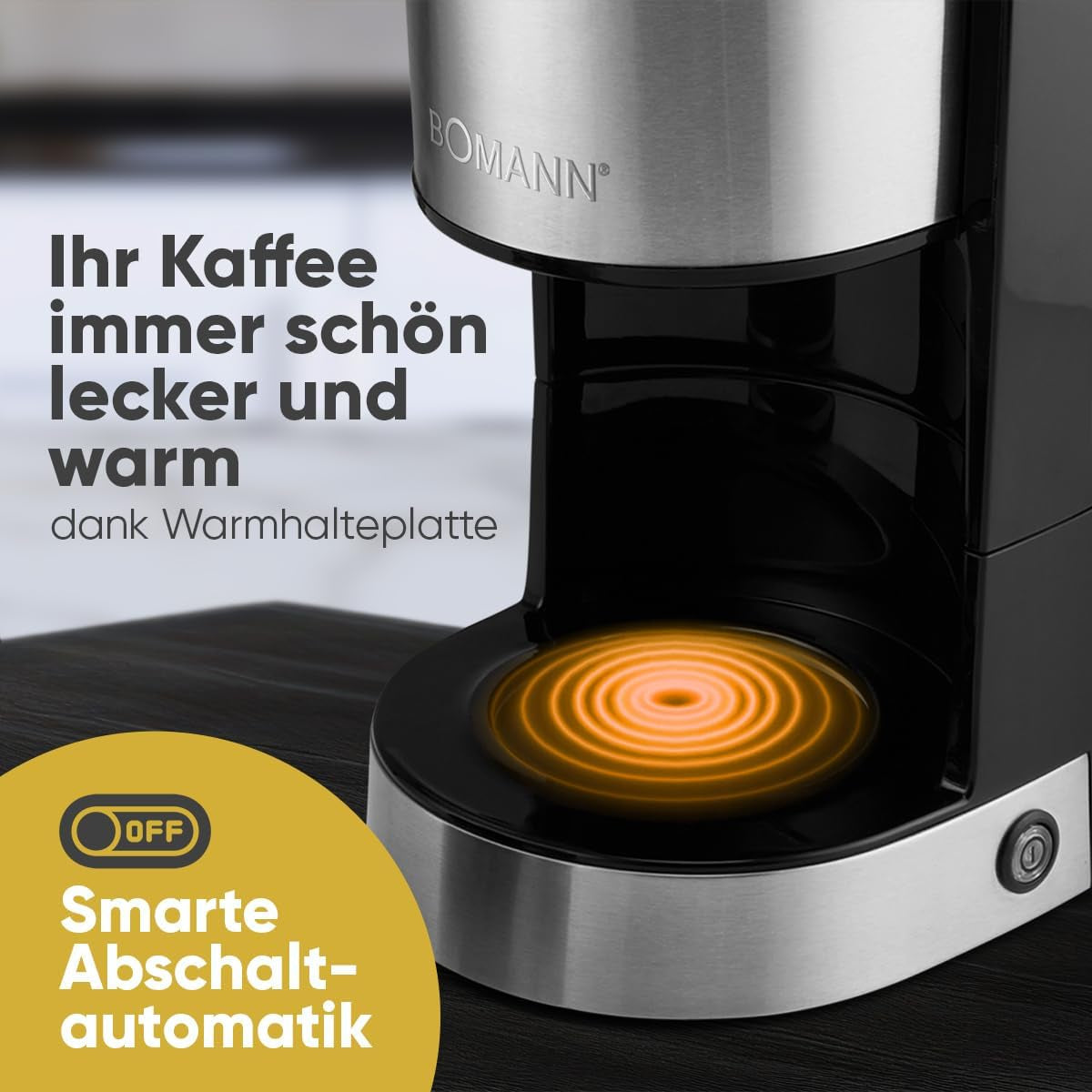 Espressor de cafea cu filtru Bomann® | pentru 12-14 cești | Espressor de cafea cu filtru | Carcasă din oțel inoxidabil | Anti-picurare | Espressor | Espressor de cafea cu filtru | 800W | KA 6071 CB
