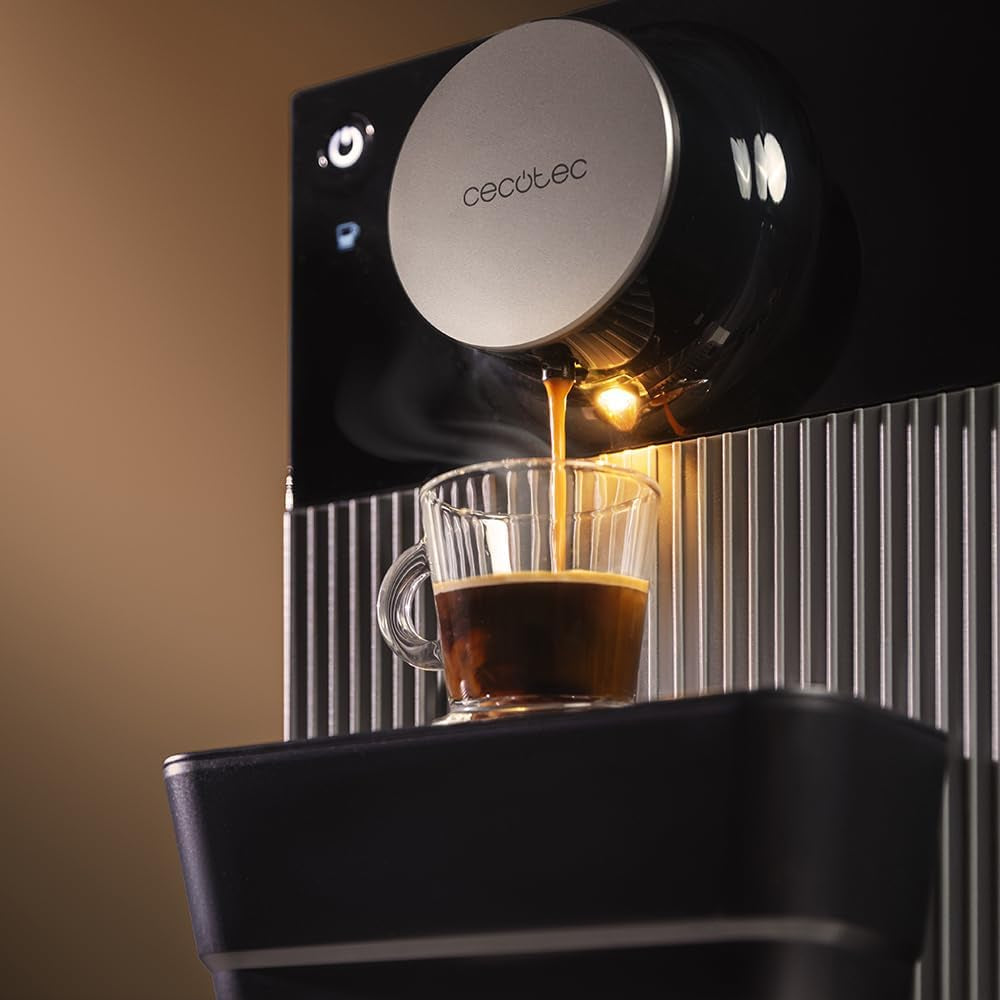 Espressor compact Cecotec Cremmaet Cube, 1350 W, sistem de presare 10 g, sistem de pre-infuzie, 19 bar, sistem thermoblock, 5 setări de măcinare, panou de control tactil