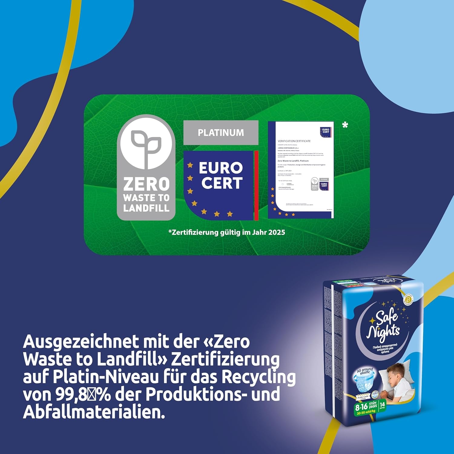 Safe Nights Boy, chiloți de noapte pentru vârste 8-16 ani (30-50 kg), 84 bucăți