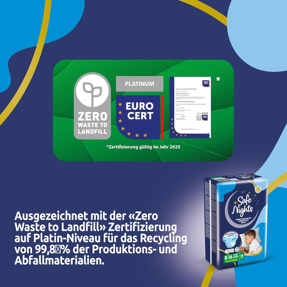 Safe Nights Boy, chiloți de noapte pentru vârste 8-16 ani (30-50 kg), 84 bucăți