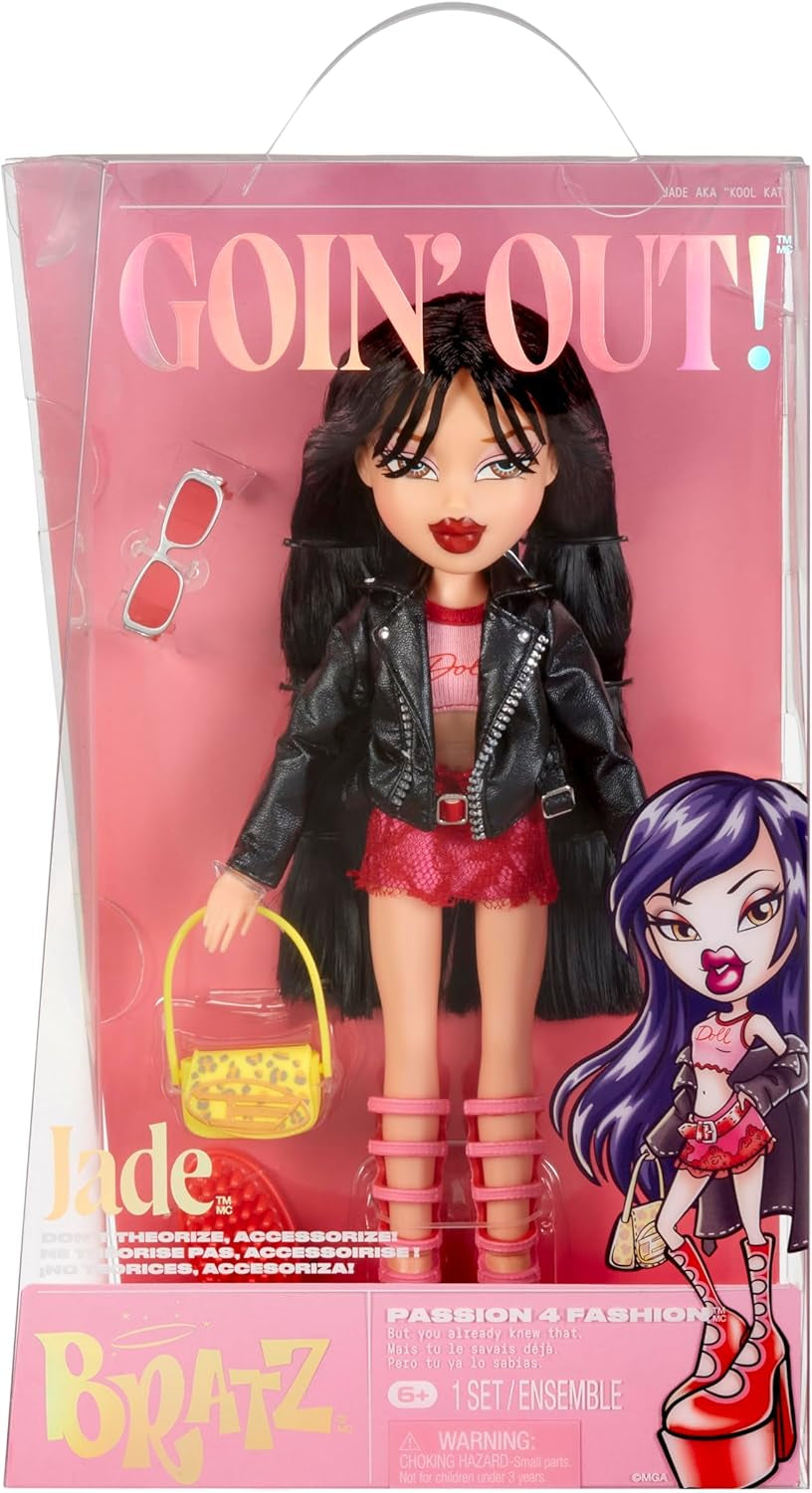 Bratz Goin' Out! Doll - Sasha - 1 Sammlerpuppe mit Accessoires, einem Outfit, einer Handtasche, einer Sonnenbrille und einer Bürste - Kinderspielzeug - ab 6 Jahren, Orange, Black