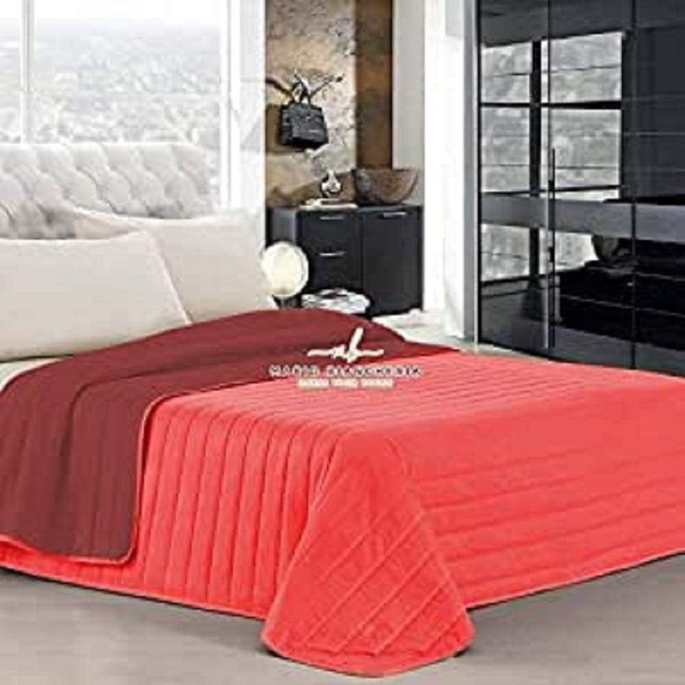 PETTI Artigiani Italiani - Cuvertură pentru pat single, cuvertură cu două fețe, cuvertură de primăvară, albastru miezul nopții, alb, 100% Made in Italy