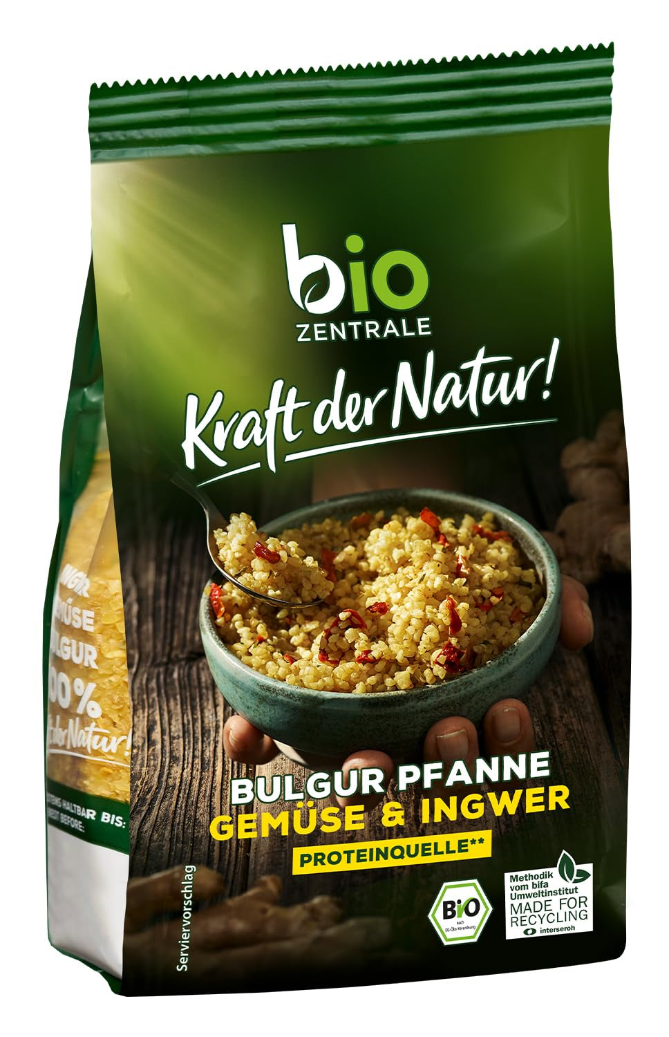 Biozentrale Bulgur la tavă cu legume și ghimbir | 200 g | perfect pentru o masă rapidă la pachet | sursă de proteine vegane | ușor de preparat