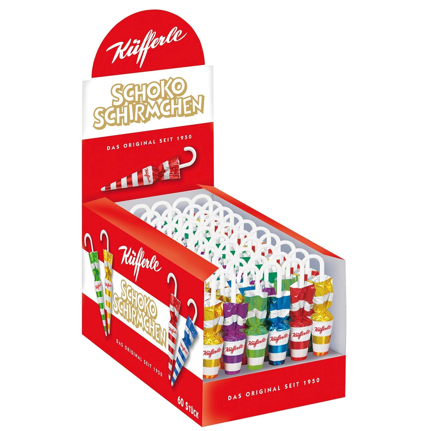 Umbrele de ciocolată Küfferle Polar Silver 810g (60 bucăți)