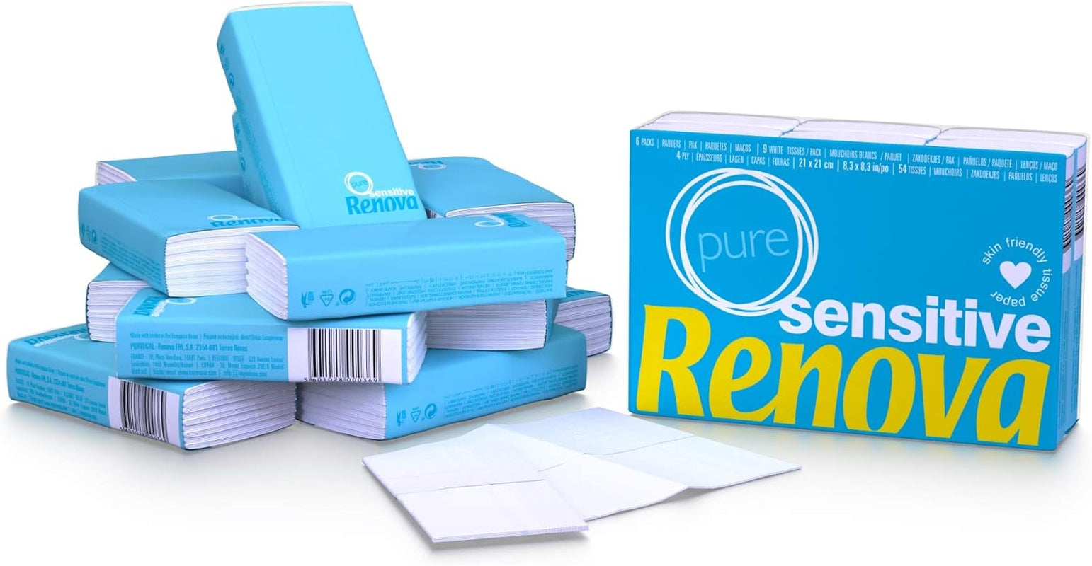 Renova Handkerchiefs Sensitive Pure - 6 pachete de servetele albe