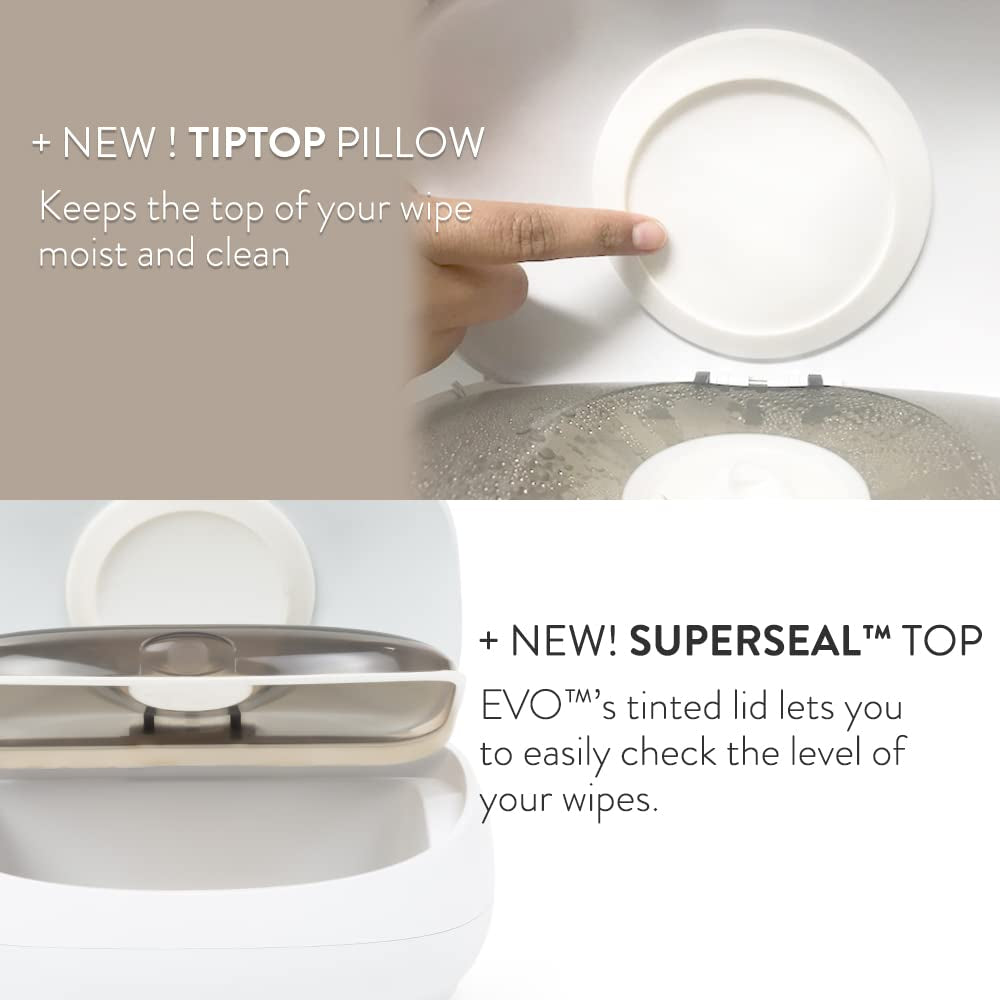 Încălzitor de șervețele Prince Lionheart EVO pentru șervețele umede de unică folosință pentru bebeluși, cu lumină de noapte încălzitoare, cu sistem Ever-Fresh (adaptoare UE), 1 bucată (1 pachet)