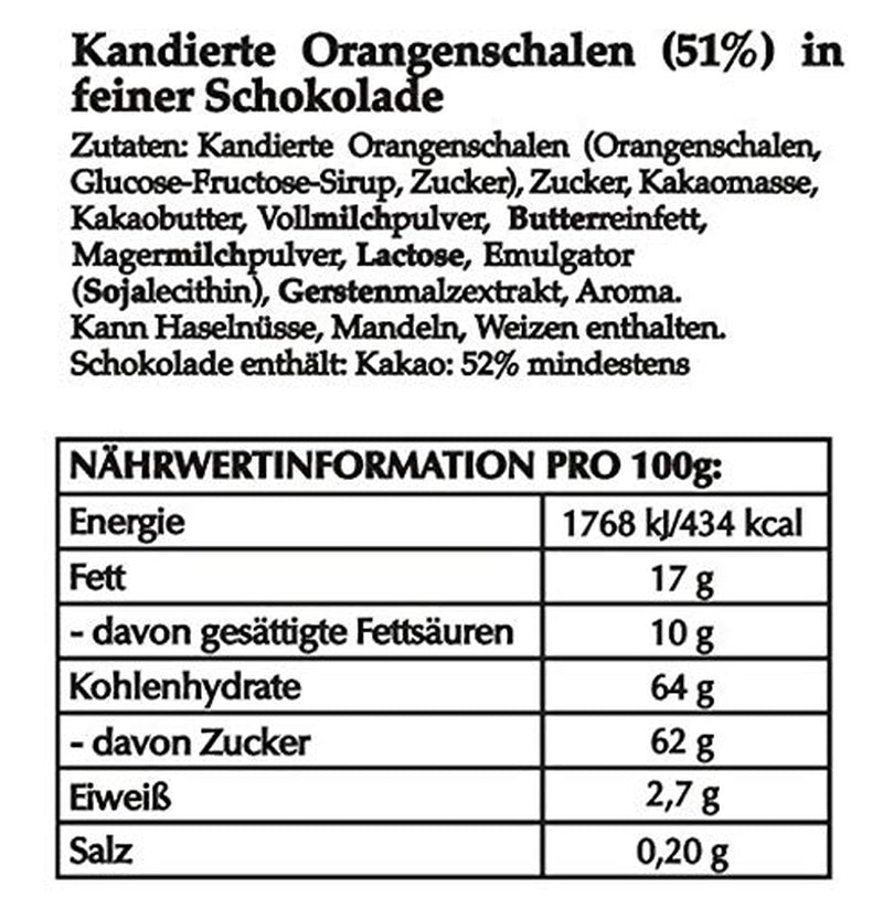 Hofbauer Vienna Orangette crude, felii de portocală acoperite cu ciocolată, 1000 g
