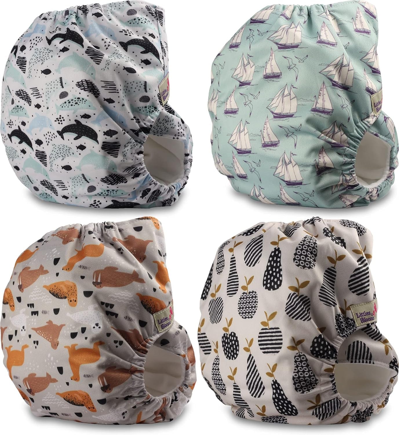 Scutec reutilizabil Littles and Bloomz FLP2-0406, cu capsă standard, 4 scutece